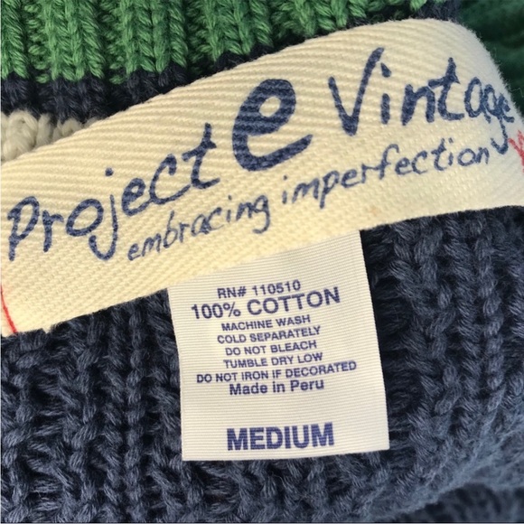 Y2K Vintage Project E Preppy Long Length Chunky Knit Cotton Cardigan Sweater - Picture 7 of 7